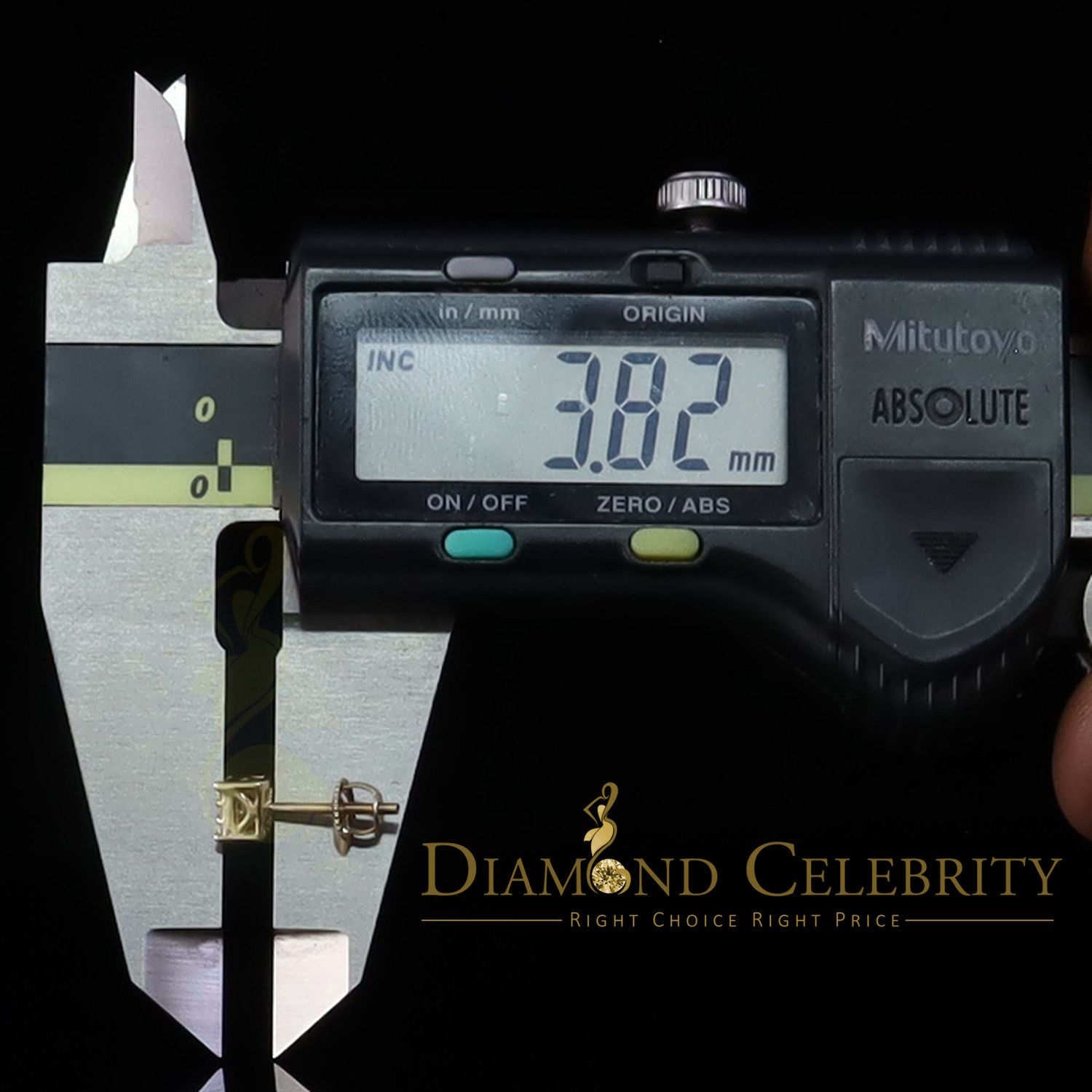 DiamondCelebritees  0.34ct Cubic Zirconia Hip Hop 925 Yellow Silver Women's & Men's Square Earrings