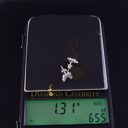 DiamondCelebritees Men's & Women 0.10ct Real Diamond Stud Butterfly Earrings in White 925 Silver