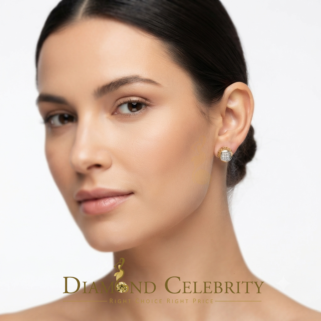 DiamondCelebritees 0.05 ct Diamond 925 Sterling Silver Yellow For Women's/Men's Round Stud Earring