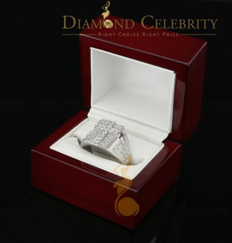 DiamondCelebritees 925 Silver White Cubic Zirconia 2.00ct Wide Square Men's Engagement Ring Size11
