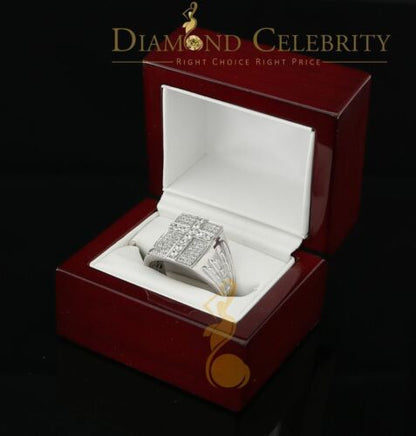DiamondCelebritees 925 Silver White Cubic Zirconia 2.00ct Wide Square Men's Engagement Ring Size11