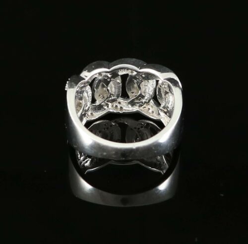 DiamondCelebritees 925 Sterling White Silver With Miami Cubic 0.33CT Diamond Men's Ring Size 9
