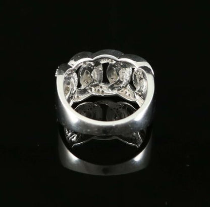 DiamondCelebritees 925 Sterling White Silver With Miami Cubic 0.33CT Diamond Men's Ring Size 9