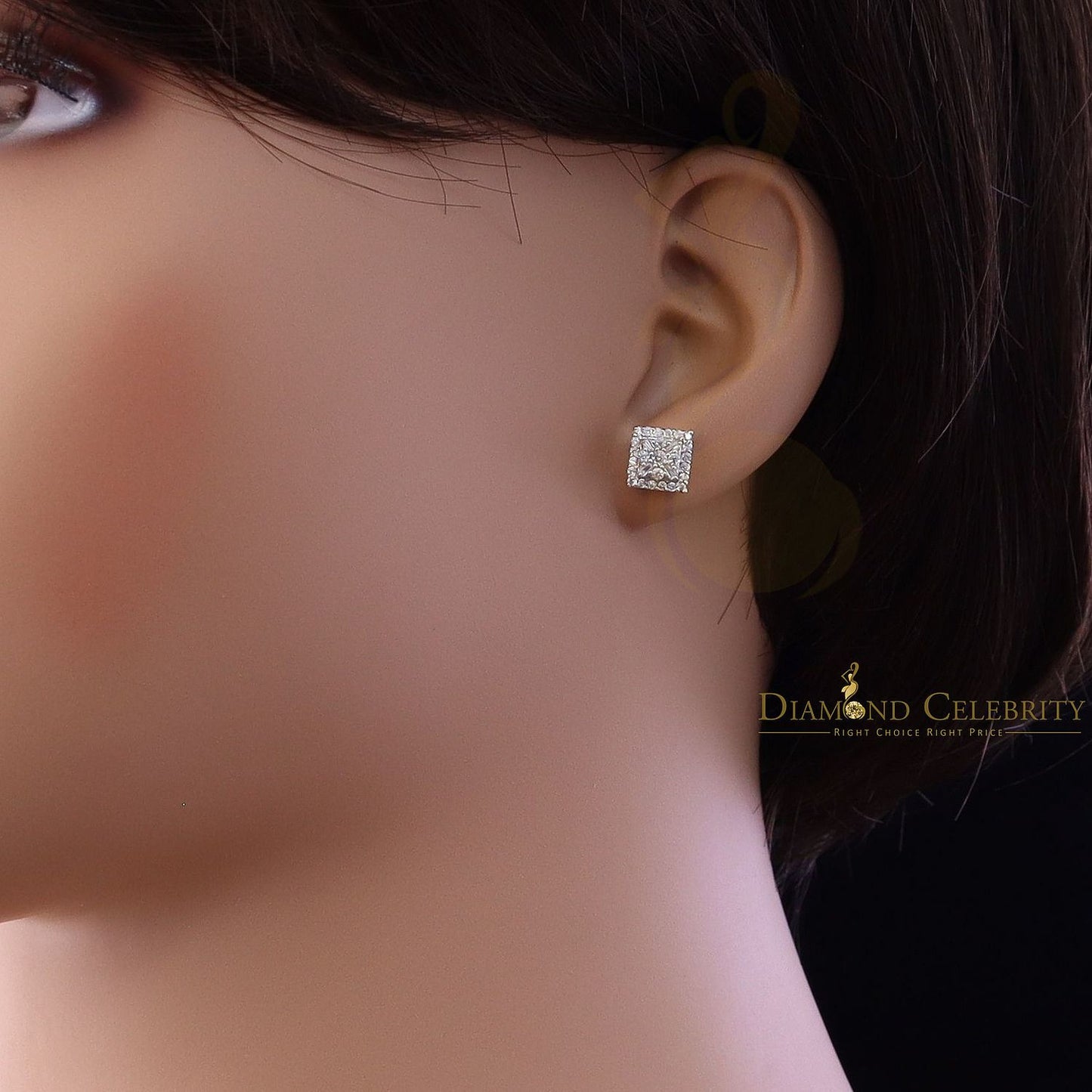 DiamondCelebritees  925 Yellow Starling Silver 0.74ct Cubic Zirconia Square Women's / Men's Earrings