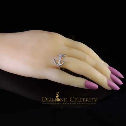 DiamondCelebritees 925 Sterling White Silver Shiny -Shaped 0.15ct Cubic Zirconia Womens Ring Size 7