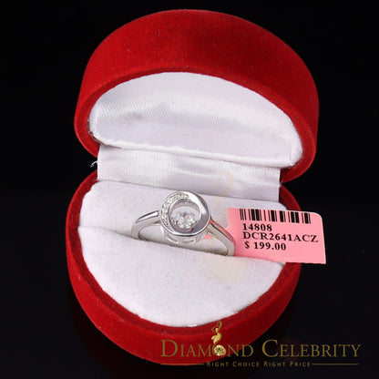 DiamondCelebritees 925 Sterling White Silver Cubic Zirconia Round Women's Ring Size 7.5