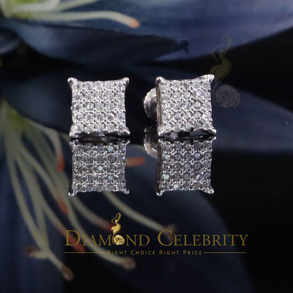DiamondCelebritees  White 925 Silver Screw Back 0.50ct Cubic Zirconia Square Women Stud Earrings