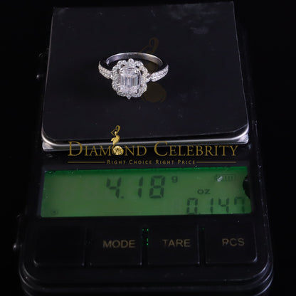 DiamondCelebritees Emerlard Cut White 925 Silver 2.00ct VVS D Moissanite Square Ring SZ 7 for Women