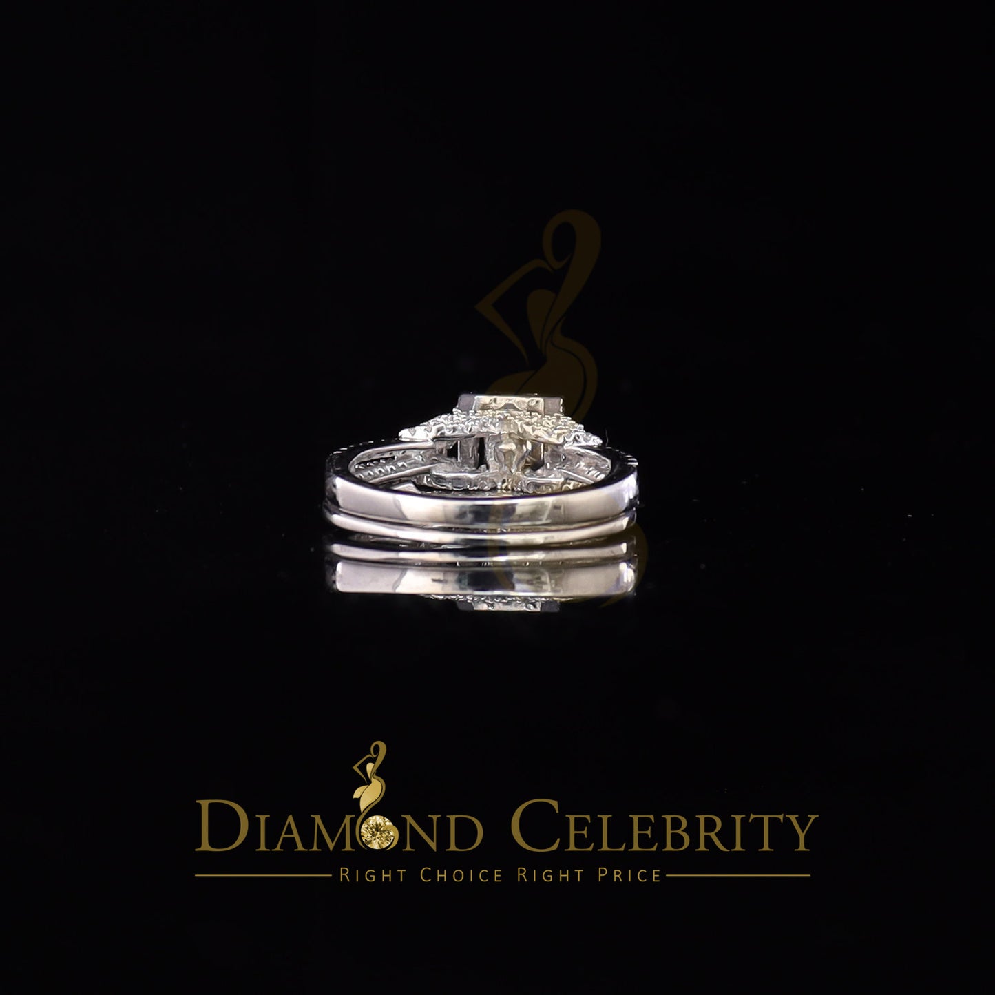 DiamondCelebritees Sterling Silver White Square 1.80ct Cubic Zirconia Womens Bridal Ring Size 7