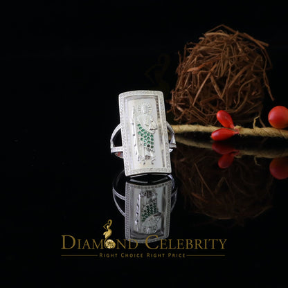 DiamondCelebritees 925 Sterling Silver St. Jude Green CZ White Religious Women's Ring Size 8.5