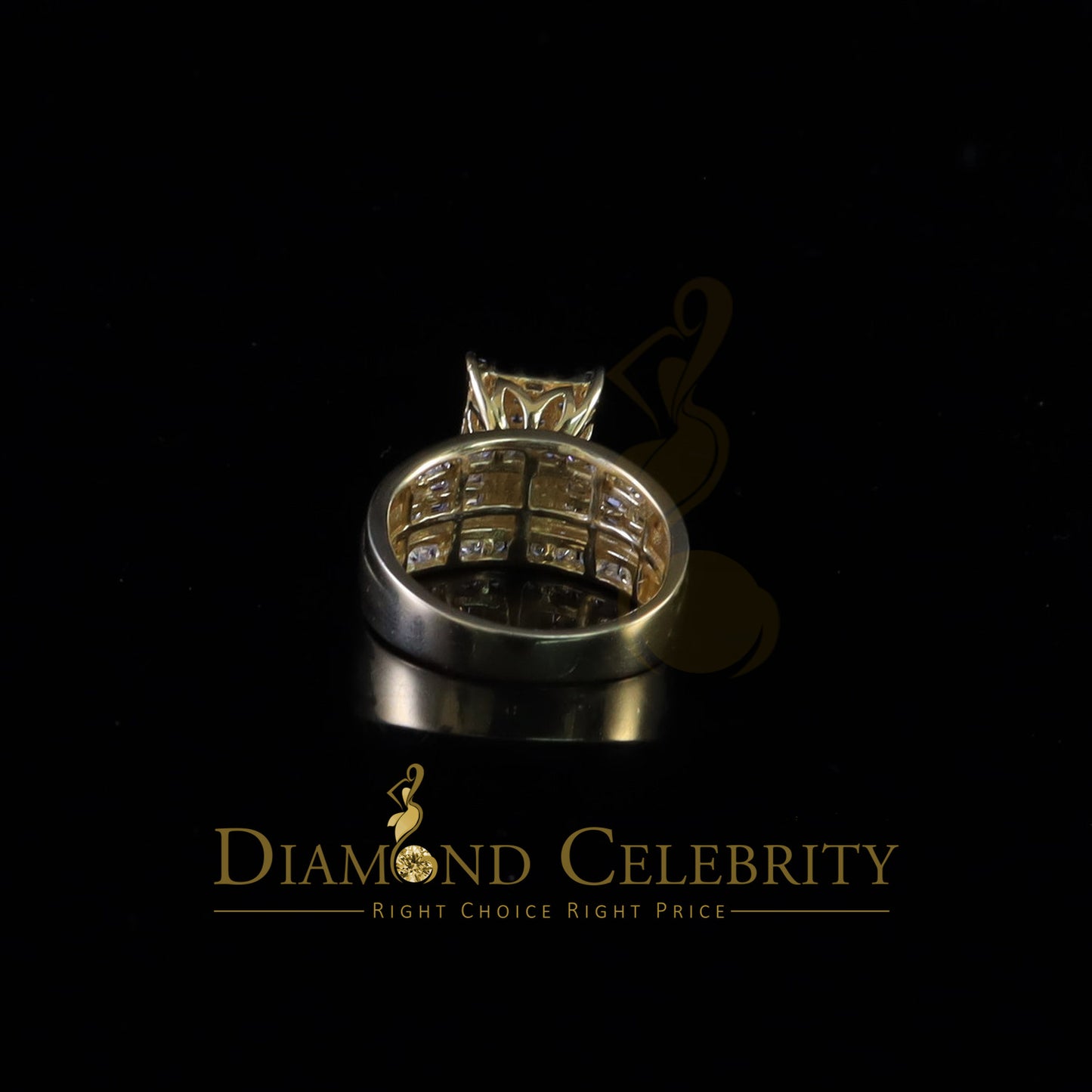 DiamondCelebritees 925 Sterling Yellow Square 2.36 ct Cubic Zirconia Silver Womens Ring Size 8