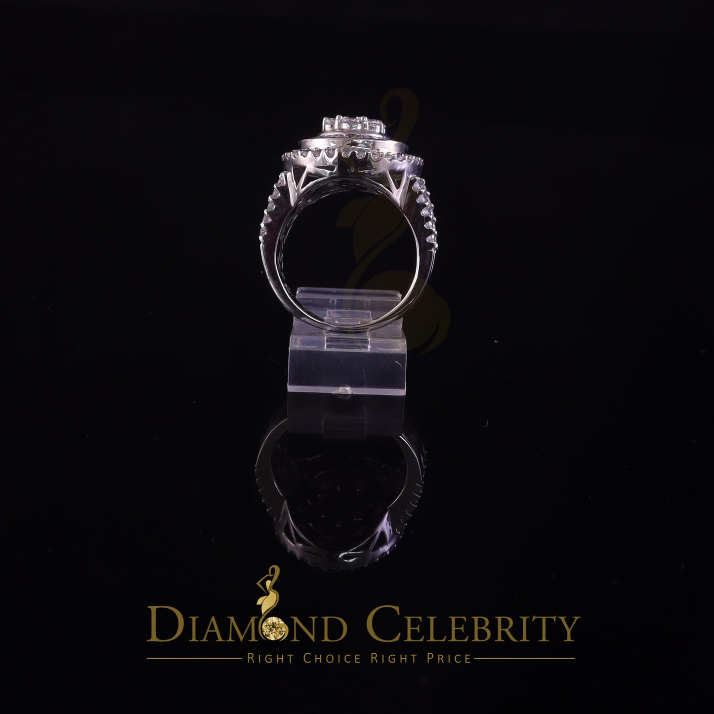 DiamondCelebritees White 925 Silver Rhodium Plated 6.48ct Cubic Zirconia Cocktail Womens Ring SZ 9