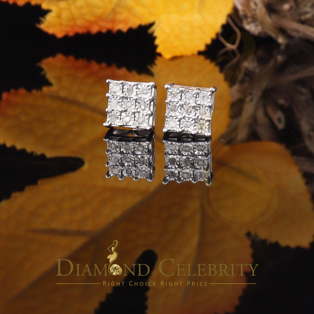DiamondCelebritees 0.15ct Diamond Hip Hop Women's & Men's Stud Earrings 925 White Sterling Silver