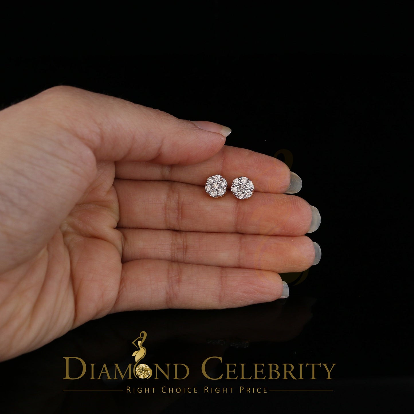 DiamondCelebritees Men's/Women's 10K Real Yellow Gold with 0.75CT Real Diamond Stud Earrings