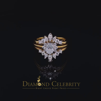 DiamondCelebritees 925 Silver Yellow 1.25ct VVS D Oval Solitaire Moissanite Bridal Insert Ring SZ 7
